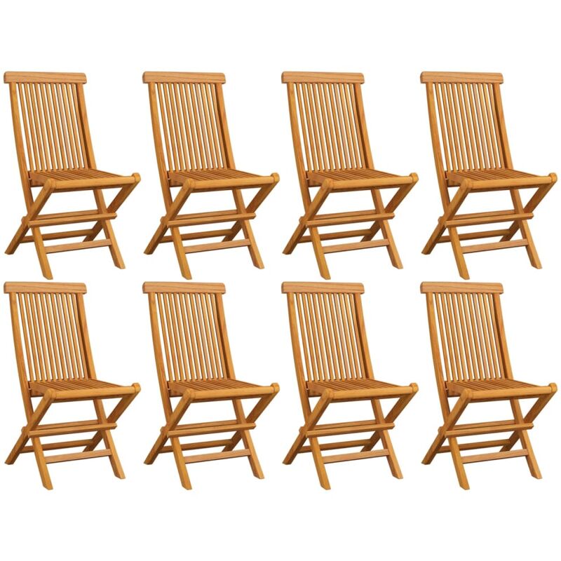 Lot de 8 Chaises de jardin pliables - Chaises d'extérieur pour terrasse/jardin Bois de teck massif BV937985