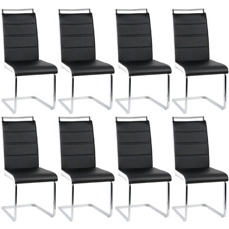 Lot de 8 Chaises de Salle à Manger Chaise de Cuisine Cuir synthétique Cuisine Salle de Réunion noir+ Blanc