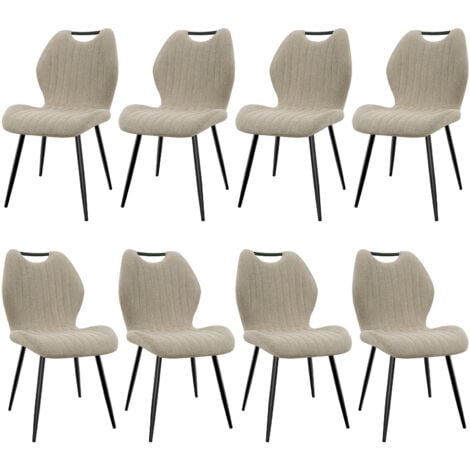 LEWE 8 Chaises de Salle à Manger, Chaise de Cuisine, Dossier en Tissu et Pieds en Métal - kaki
