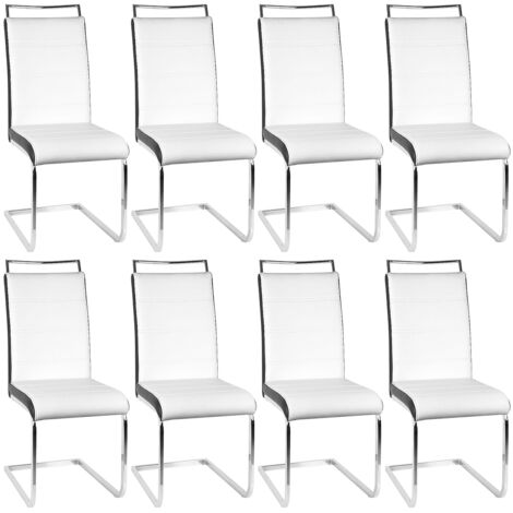 Lot de 8 Chaises de Salle à Manger,Chaise de Cuisine avec pieds en métal,pour Salle à Manger,Cuisine,Salle de Réunion,Blanc + noir