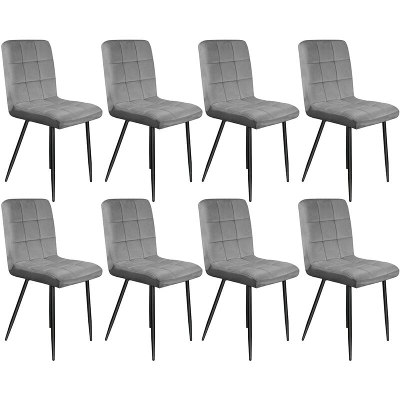 Yongqing - Lot de 8 chaises de Salle Velours capitonnée,Design Rétro Chaise,avec dossier、 pieds en acier solide, pour Salle à Manger, Salon, Cuisine,