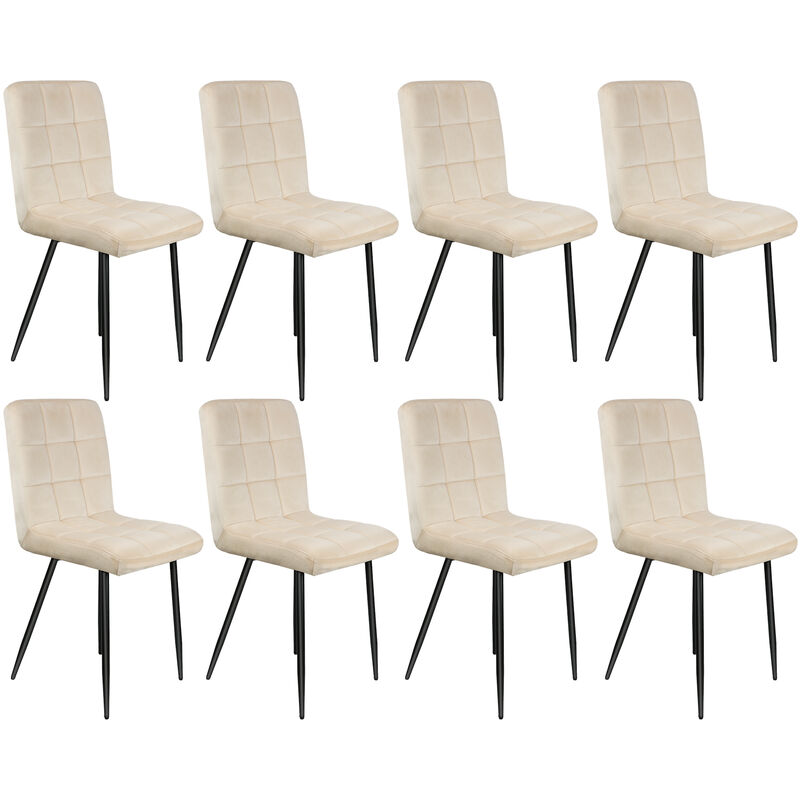 Lot de 8 chaises de Salle Velours capitonnée,Design Rétro Chaise,avec dossier、 pieds en acier solide, pour Salle à Manger, Salon, Cuisine,