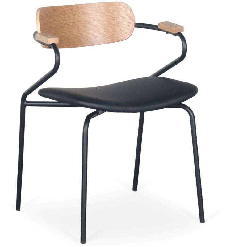 Cotecosy - Lot de 8 chaises design Paradox Bois et Simili Noir