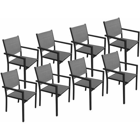 Lot de 8 chaises en textilène et aluminium