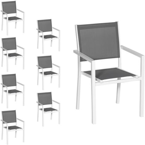 Lot de 8 chaises en textilène et aluminium