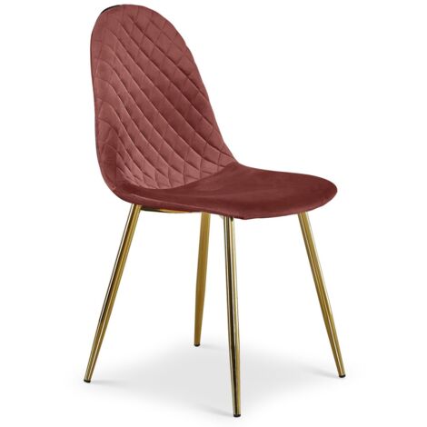 Lot de 8 chaises matelassées Norway Pieds Or et Velours Rose