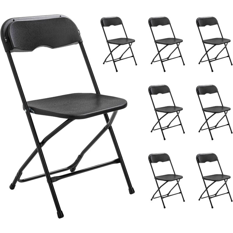 Oviala - Lot de 8 chaises pliante noire - Noir