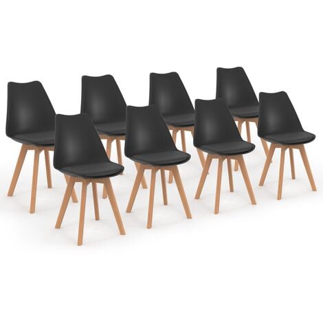 Lot de 8 chaises scandinaves SARA noires pour salle à manger - Noir