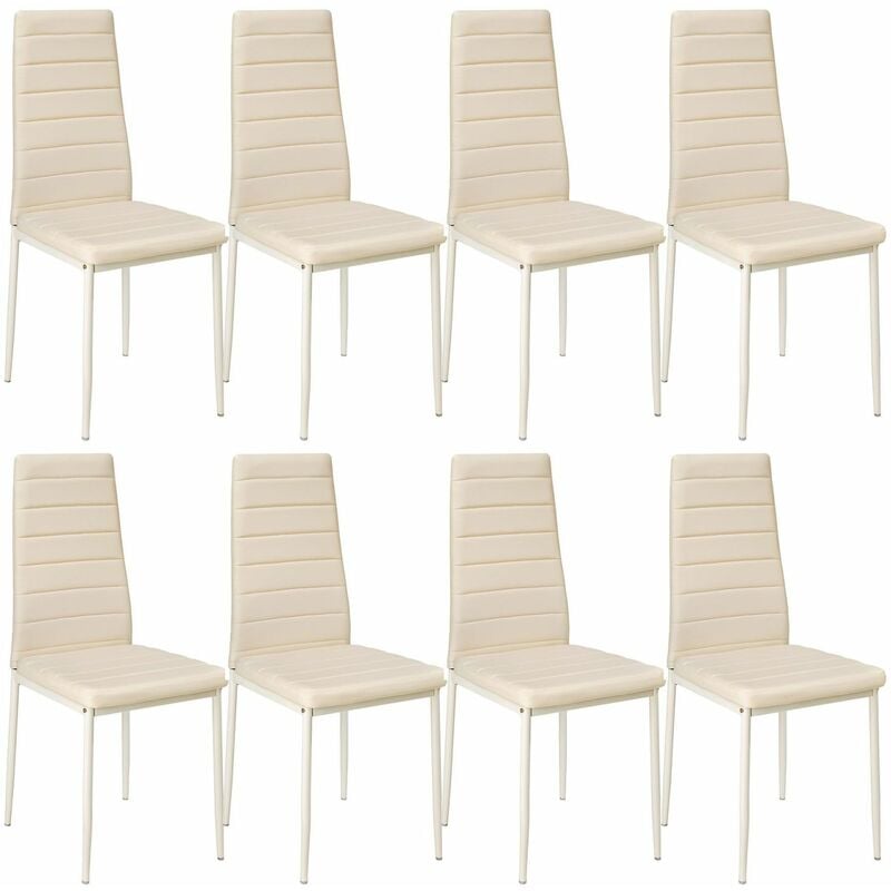 Helloshop26 - Lot de 8 chaises siège de salon cuisine salle à manger design carré élégant beige - Beige