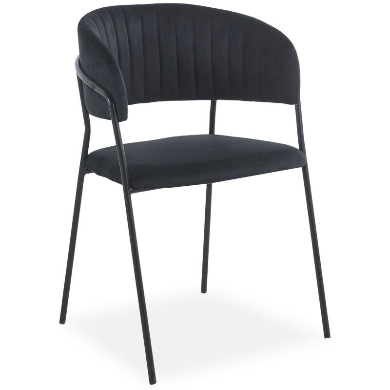Lot de 8 chaises Tabata Métal Noir et Velours Noir