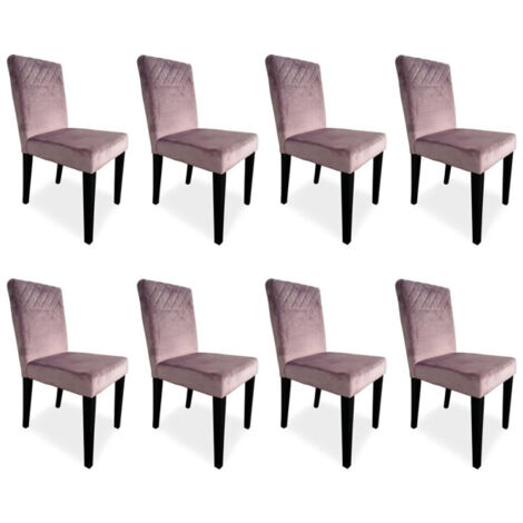 Lot de 8 Chaises Velours "Pipam" 82cm Rose