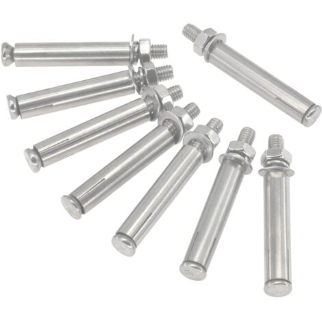 Lot de 8 Chevilles à expansion, Acier inoxydable 304, Filetage M8 x 80mm, Ancrage béton et brique, Pour extérieur
