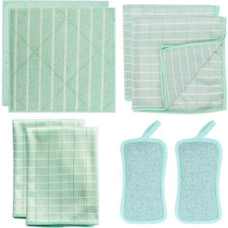 Lot de 8 chiffons de nettoyage en microfibre de bambou, chiffons de nettoyage pour salle de bain et fenêtres en fibre de bambou, super absorbants et ne laissant aucune trace d'eau, adaptés aux fenêtre