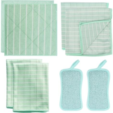 BLUEDEER Lot de 8 Chiffons de Nettoyage en Microfibre de Bambou, Set Lingettes en bambou pour fenêtre Salle de Bain, Torchons sans Trace Extra Absorbant, pour Vitres et Miroirs