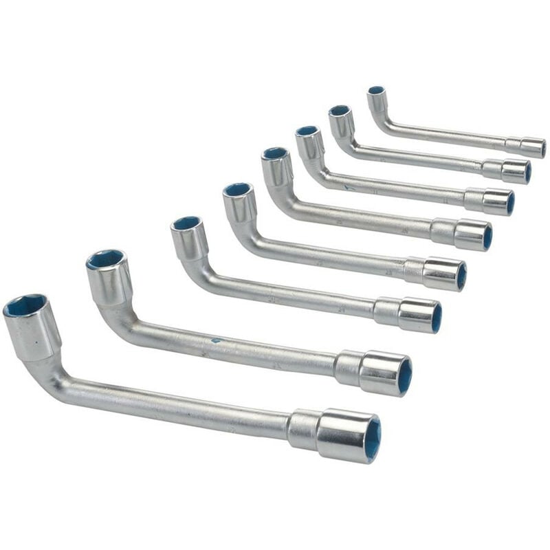 Lot de 8 cles a pipe debouchees 6 pans de 8 a 19 mm