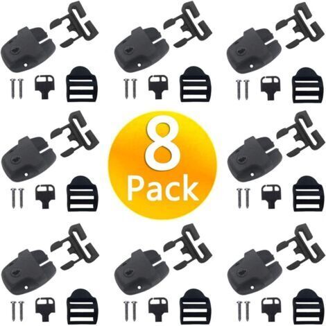 Lot de 8 clips de rechange pour cache-jacuzzi avec clés et matériel, noir