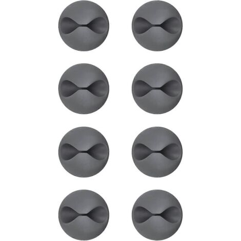 Lot de 8 clips pour câbles, système de gestion des câbles, fixation auto-adhésive, gris-AquaForge