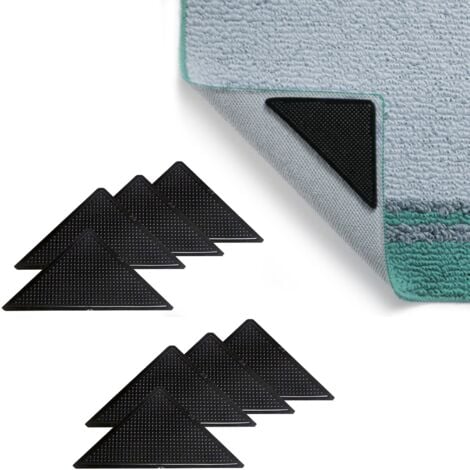 Lot de 8 coins antidérapants FISHTEC pour tapis - Réutilisables et Lavables