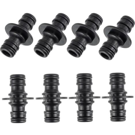 Lot de 8 connecteurs de Tuyau à Double Prise, Tuyau d'arrosage à Double Prise de 1/2 Pouce, pièce de Connexion pour Une Connexion sécurisée du Tuyau pour Tuyau de Maison de Jardin (Noir)