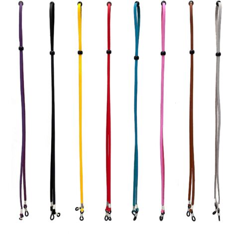 Lot de 8 cordons de lunettes réglables en cuir synthétique pour hommes et femmes, 75 x 0,4 cm