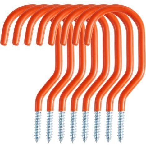 Lot de 8 crochet de vélo, outils – Crochets utilitaires, fixation murale à vis, échelle, extension et outils électriques – Orange