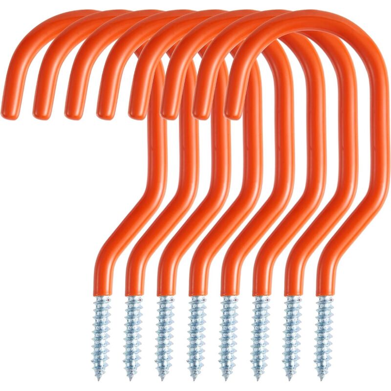 Lot de 8 crochet de vélo, outils – Crochets utilitaires, fixation murale à vis, échelle, extension et outils électriques – Orange