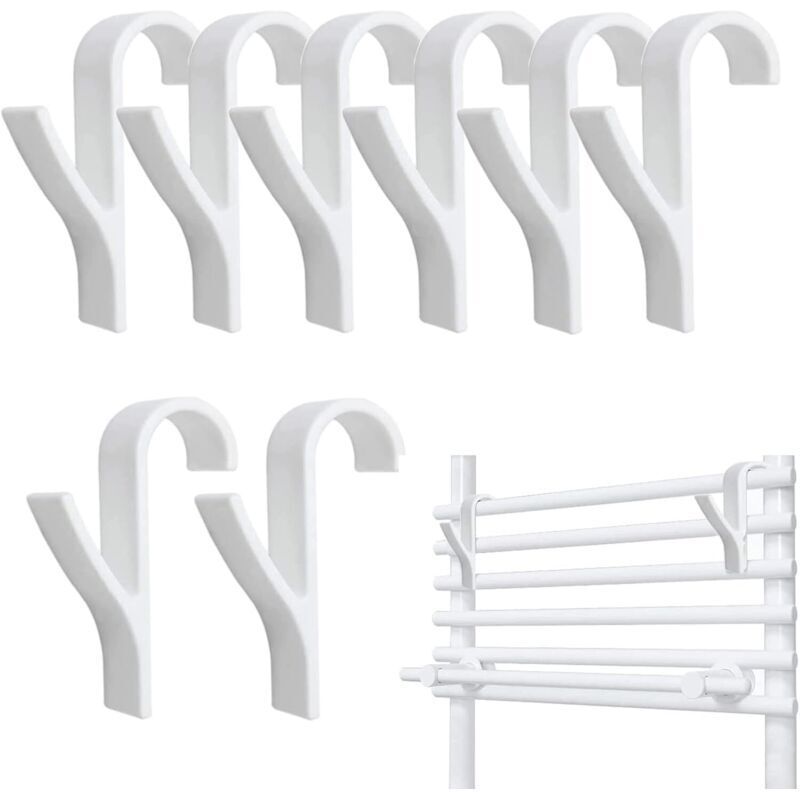 Lot de 8 Crochet pour Radiateurs, Porte serviette salle de bain, Radiateur Sèche-serviettes, crochet porte serviette pour radiateur, crochet seche