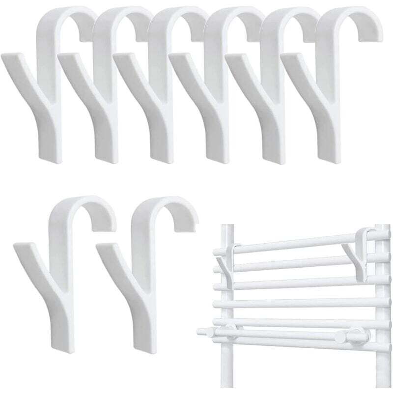 Lot de 8 Crochet pour Radiateurs, Porte serviette salle de bain, Radiateur Sèche-serviettes, crochet porte serviette pour radiateur, crochet seche