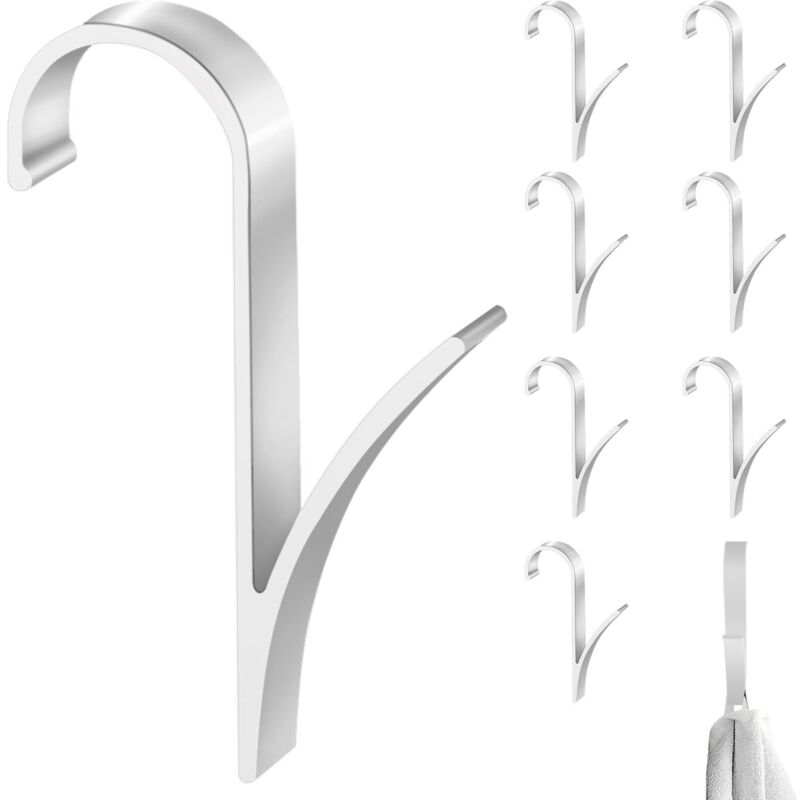Lot de 8 Crochet Radiateur Seche Serviette - Aluminium Aérospatial étanche et Durable - Crochet Radiateur Rond - Crochet Serviette Salle de Bain