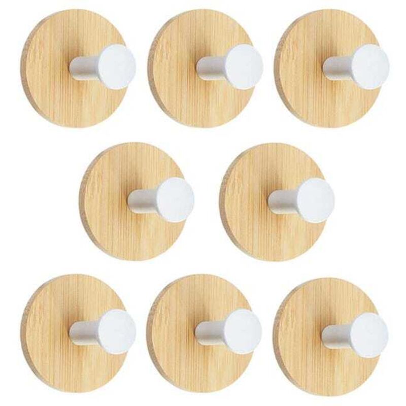 Lot de 8 crochets créatifs pour manteaux d'entrée sans perforation, crochets adhésifs solides, crochet simple rond blanc