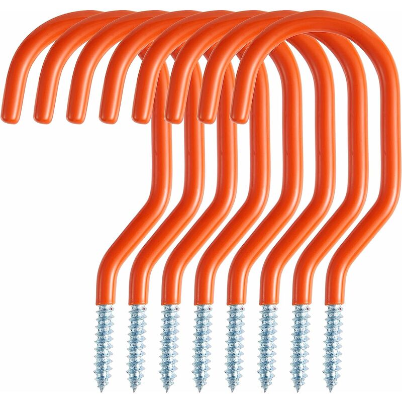 Lot de 8 crochets de garage pour vélo, outils – Crochets utilitaires, fixation murale à vis, échelle, extension et outils électriques – Orange