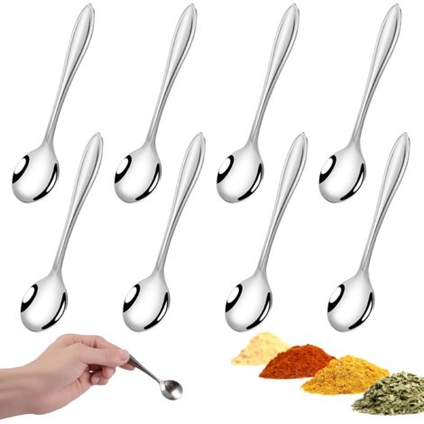 Lot de 8 Cuillères à Café - Acier Inoxydable 304 - 9x2cm - Pour Épices et Dessert