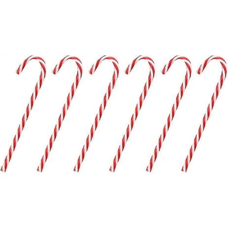 Lot de 8 décorations de Noël en forme de canne à sucre à suspendre au sapin, rouge et blanc, 15 cm.