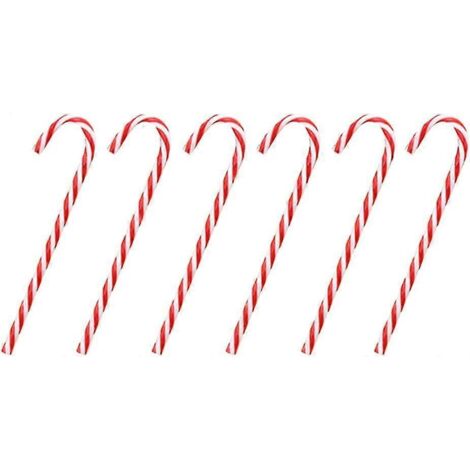 Lot de 8 décorations de Noël en forme de canne à sucre à suspendre au sapin, rouge et blanc, 15 cm.