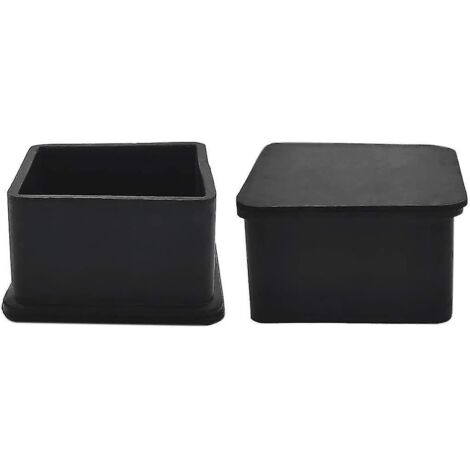 Lot de 8 embouts de pieds en caoutchouc antidérapants pour chaises, meubles et tables, 5 cm (2 pouces), carrés, noirs