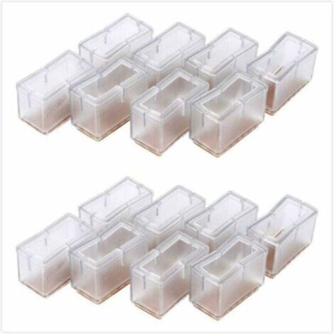 Lot de 8 embouts rectangulaires en silicone pour pieds de meubles – Antidérapants pour sols – Installation facile sans colle – Dimensions 2,4 x 4,5 x 3,1 cm