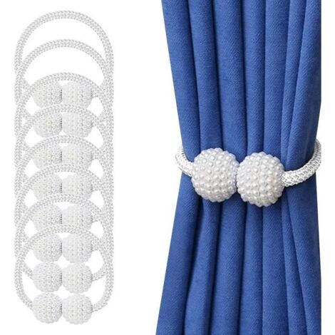 Lot de 8 Embrasse pour Rideaux Embrasse Rideau Aimantee Embrasse Rideau Bureau Hôtel avec Corde et Boule Magnétique pour
