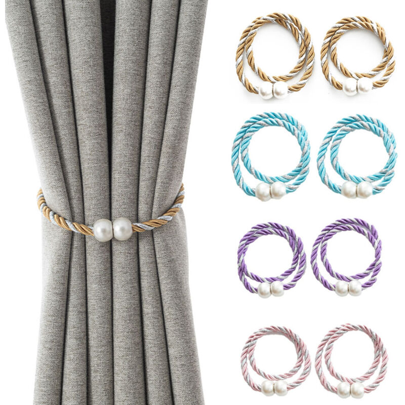 Linghhang - Lot de 8 embrasses de rideaux magnétiques à boules, cordons, attaches décoratives, attaches de traitement de fenêtre, supports de rideaux