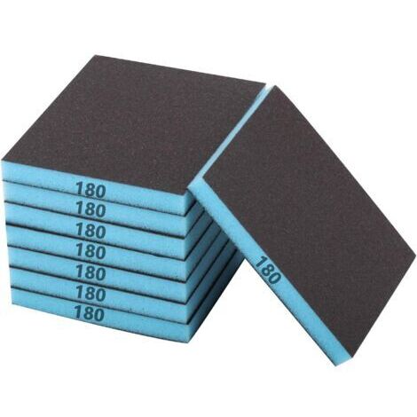 Lot de 8 éponges de ponçage grain 180, lavables à l'eau et à sec, pour murs en bois, métal, plastique, cloison sèche ou polissage