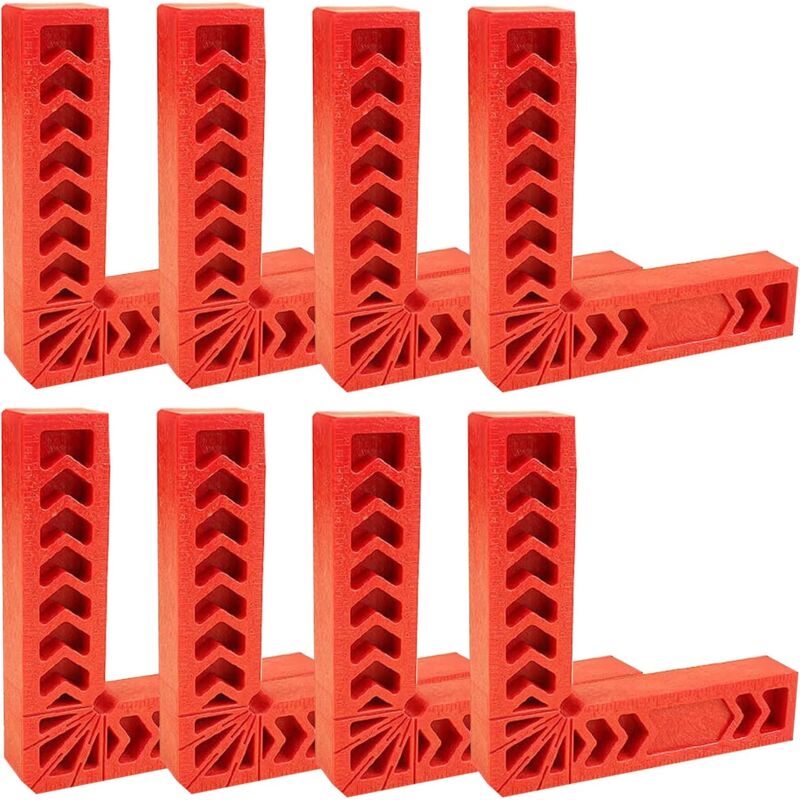 Lot de 8 équerres de positionnement en plastique de 10,2 cm, pince carrée de positionnement à angle droit à 90°, pinces d'angle pour travail du bois,