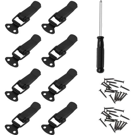 Lot de 8 fermetures à cliquet 57 mm en métal noir pour armoires, portes et fenêtres