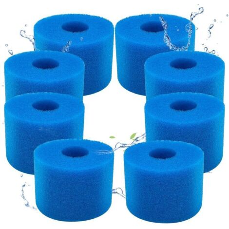 Lot de 8 filtres à mousse réutilisables et lavables pour piscine Intex Type S1, spa et piscine.