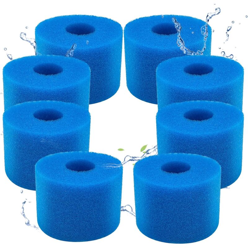 Gotrays - Lot de 8 filtres de Piscine en Mousse Filtre pour Intex Type S1 - Filtre en Mousse pour Spa, Piscine - Réutilisables et lavables - Éponge