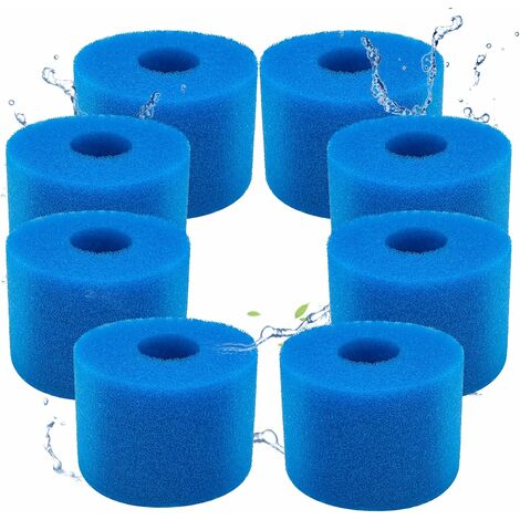 Lot de 8 filtres de Piscine en Mousse Filtre pour Intex Type S1 - Filtre en Mousse pour Spa, Piscine - Réutilisables et lavables - Éponge de Filtration de Type S1（8 pièces）