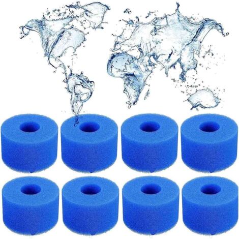 Lot de 8 filtres et mousses de type S1, spa pour Intex S1, réutilisables, pour piscine de type S1, pour piscine, aquarium, spa.
