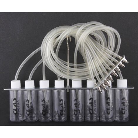 Lot de 8 fioles + support + tuyaux pour coffret retour d'injecteurs AC 5280 - SA 5281 - CLAS Equipements