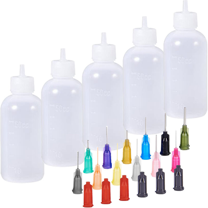Lot de 8 flacons applicateurs à pointe de précision pour bricolage, pointe d'aiguille ultra fine, flacons applicateurs adhésifs pour bricolage,