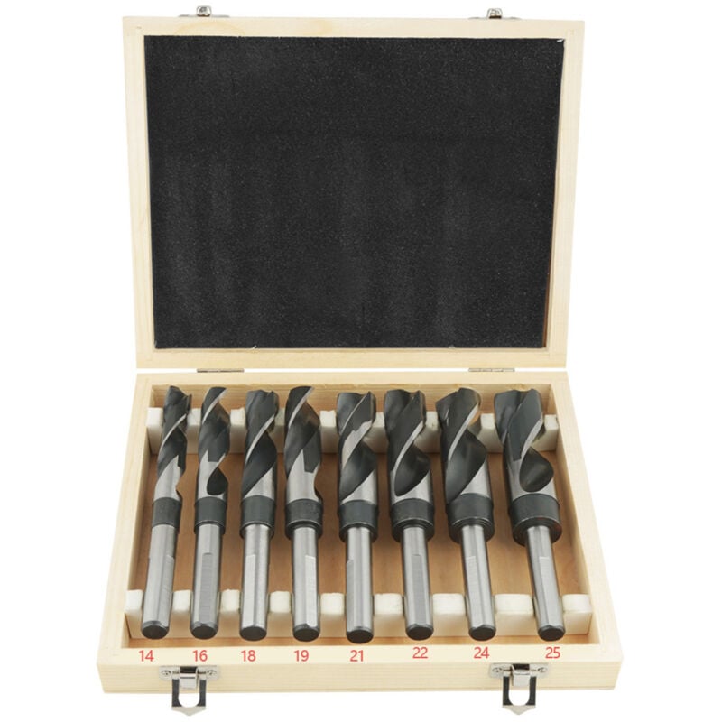 Ikodm - Lot de 8 Forets Hélicoïdaux hss, Meche Metal Foret Acier, Jeu de Forets hss à Tige, Coffrets de Forets Traités à la Chaleur 14mm 16mm 18mm