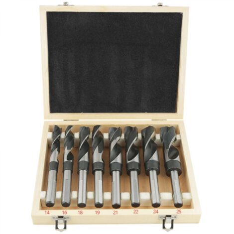Lot de 8 Forets Hélicoïdaux HSS, Meche Metal Foret Acier, Jeu de Forets HSS à Tige, Coffrets de Forets Traités à la Chaleur 14mm 16mm 18mm 19mm 21mm 22mm 24mm 25mm