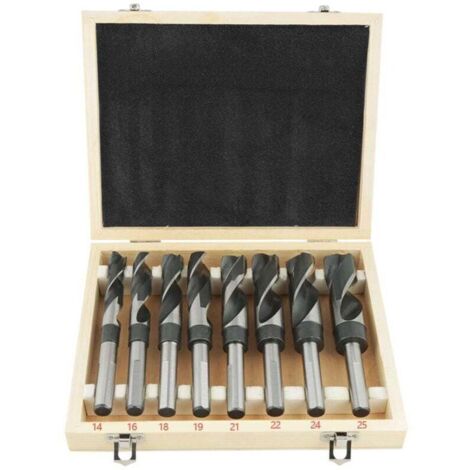 Lot de 8 Forets Hélicoïdaux HSS. Meche Metal Foret Acier. Jeu de Forets HSS à Tige. Coffrets de Forets Traités à la Chaleur 14mm 16mm 18mm 19mm 21mm 22mm 24mm 25mm